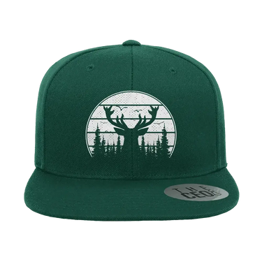 Deer Color Embroidered Flat Bill Hat